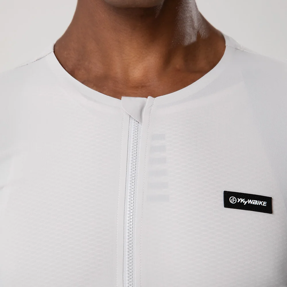 YKYWBIKE-Camiseta de manga corta para ciclismo, camisa YKK con cremallera, tela Coldback UPF 50 +, Verano