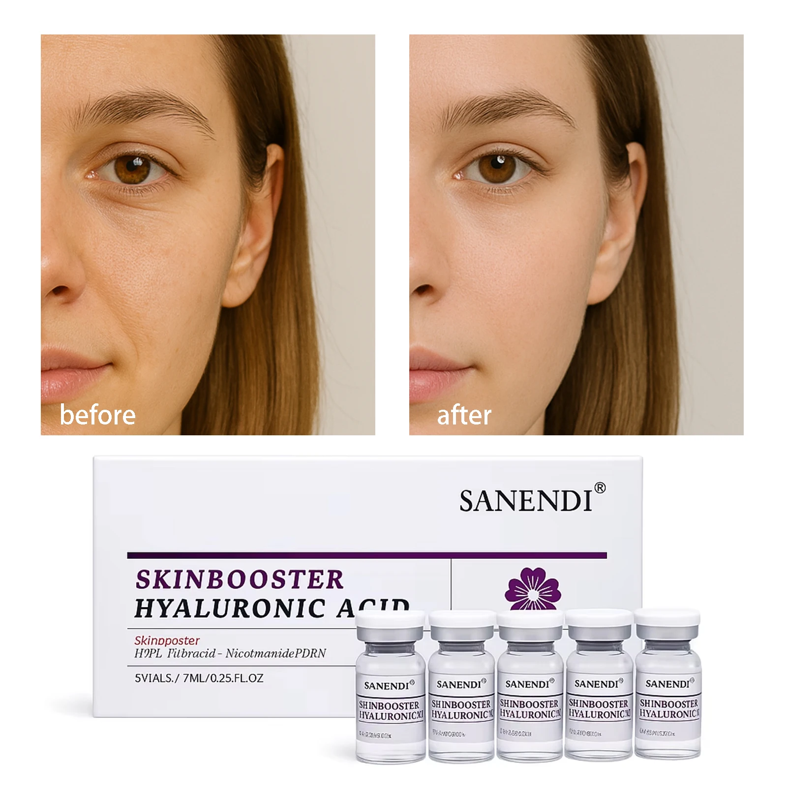 Sanendi SKIN BOOSTER Ácido HialURÓNICO Solución de problemas de la piel facial Hidratación Hidratación Solución de proteínas coreanas para el cuidado de la piel