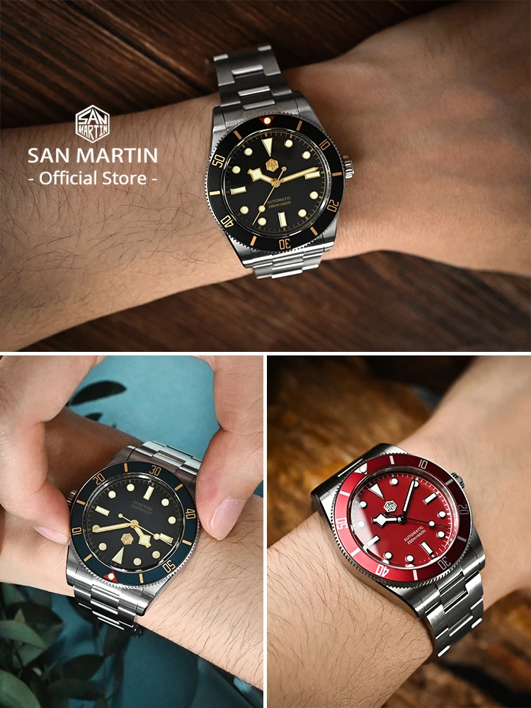 Reloj de Buceo San Martin Nuevo y Mejorado de 37 mm BB54 Vintage para Hombre, ST2130 Automático Mecánico, Zafiro Luminoso, Resistente al Agua 200 m SN0138
