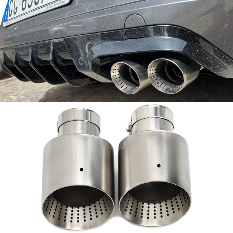 1 Uds. Sistema de punta de escape de coche de acero inoxidable mate, punta de escape Universal para VW GTI MK7 Golf7, boquilla de 60MM y 63mm, punta de silenciador