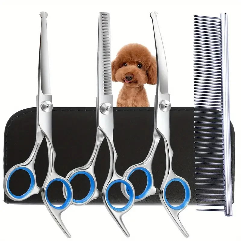 Tijeras profesionales seguras y precisas para el cuidado de mascotas con cabeza redonda, tijeras de pelo para perros de acero inoxidable para recortar sin esfuerzo
