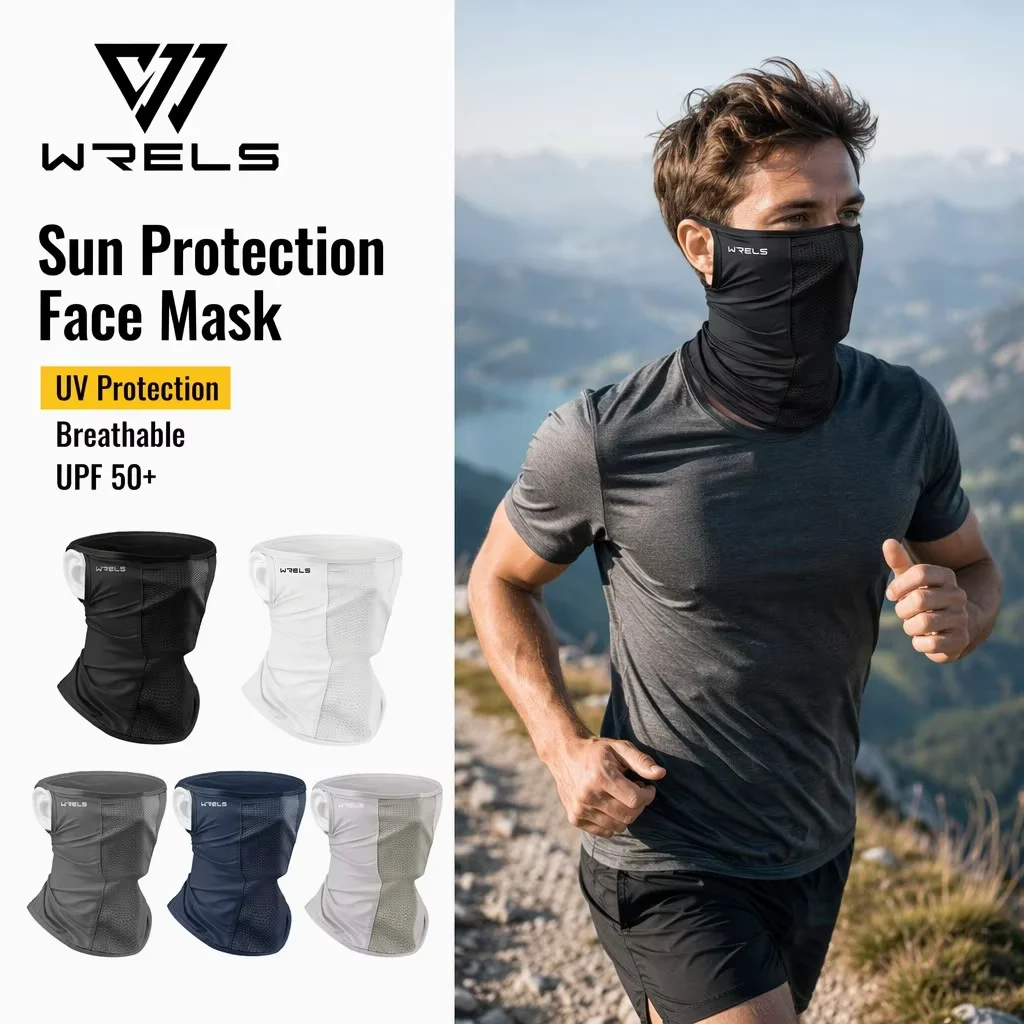 WRELS 1/2/3 PCS Mascarilla Facial de Ciclismo, Transpirable, de Secado Rápido, Protección Solar, Contra Viento y Polvo, con Función de Enfriamiento y Absorción de Humedad