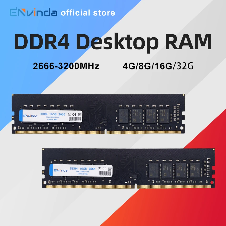 Memoria RAM para PC ENVINDA DDR4, 8GB, 16GB, 3200MHz, DIMM, Memoria para ordenador de escritorio, sin soporte, placa base AMD