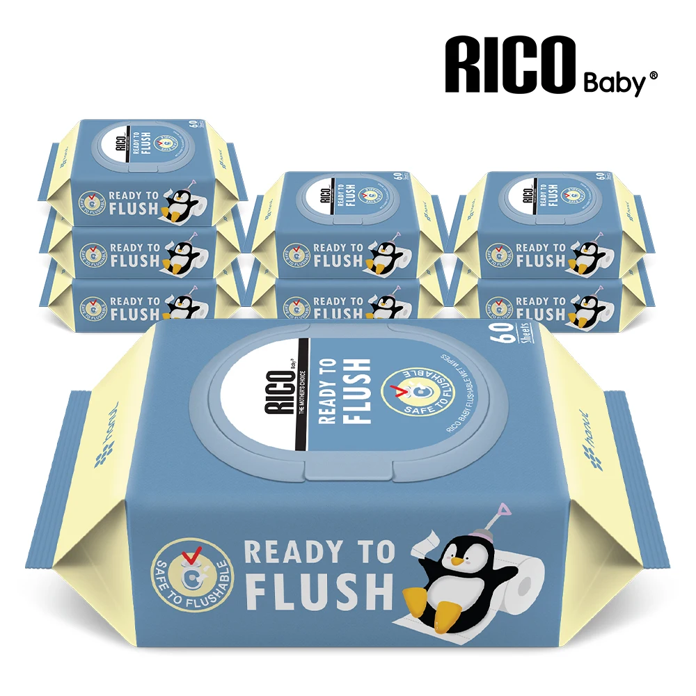 Rico Bidet Tejidos húmedos 60 hojas x 4+4 paquetes (Total de 8 paquetes)