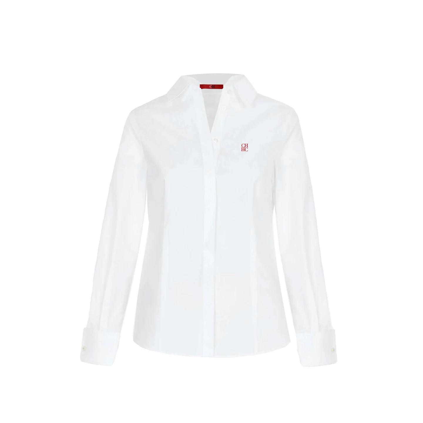 Ropa de Mujer CH - Camisa Blanca con Botones para Mujer, Logotipo CHHC Bordado, Manga Larga, Blusa Informal y Formal para Oficina