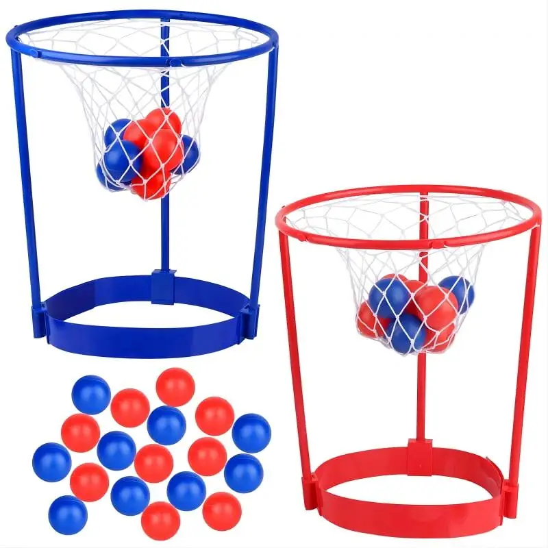 Paquete de 2 aros para la cabeza, juego de fiesta de baloncesto para niños y adultos, diadema de red de cesta ajustable con 20 bolas, regalo divertido para cumpleaños