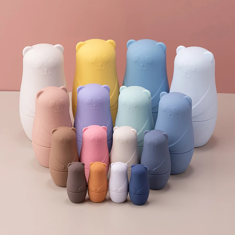 1 Juego de muñecas anidadas Montessori, juguete ruso Matryoshka, juguetes educativos para niños, bloques de apilamiento de silicona, muñeca interior