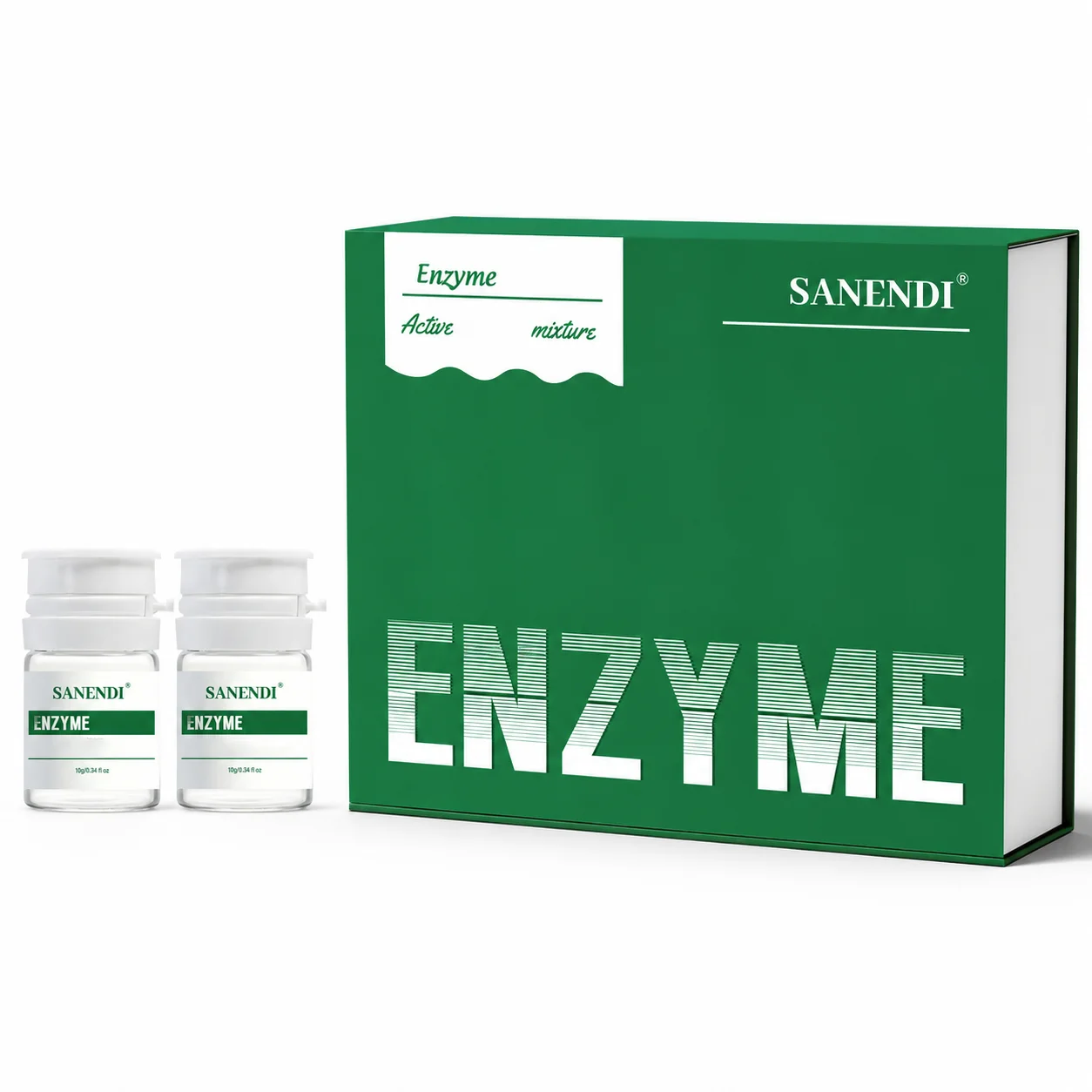Kit de Cuidado de la Piel con Enzimas SANENDI, Set de Ampollas con Complejo Enzimático Activo, Suavizante Facial, Cuidado del Contorno, Concentrado Profesional para la Piel 10g