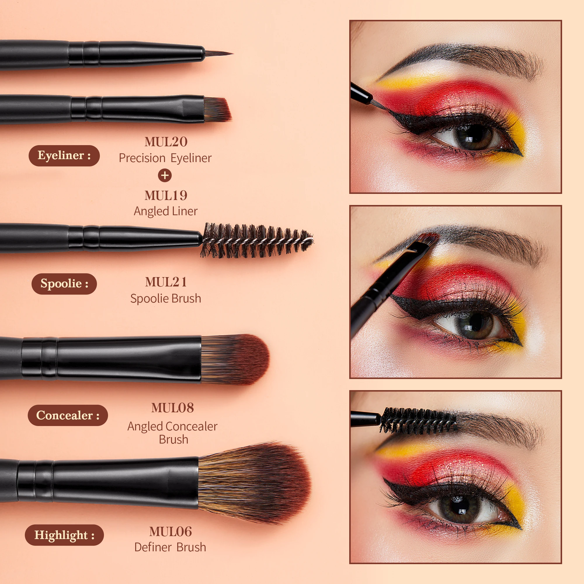 Juego de brochas para ojos Jessup, 16 brochas de maquillaje, brocha sintética de precisión para cejas, sombra de ojos, corrector, delineador de ojos T272