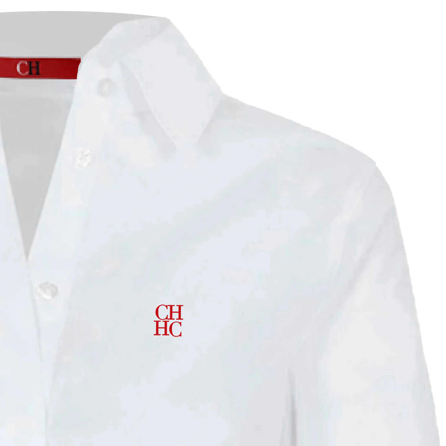 Ropa de Mujer CH - Camisa Blanca con Botones para Mujer, Logotipo CHHC Bordado, Manga Larga, Blusa Informal y Formal para Oficina