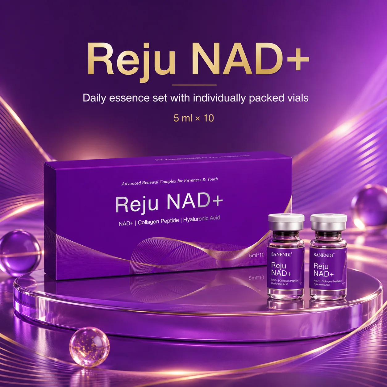Kit de Belleza Coreana Más Vendido: NAD Exosme GSH, SANENDI Glutatión Rosa PDRN, Suero Hidratante Iluminador para el Cuidado Facial, Der.pen
