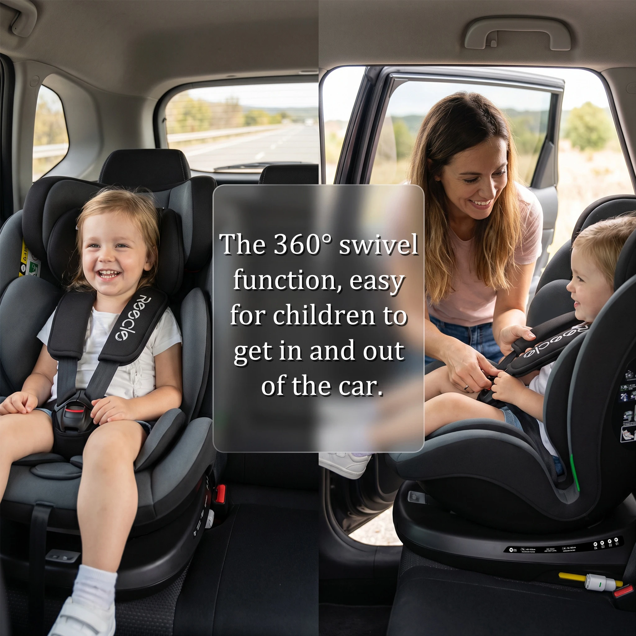 Silla de Auto para Bebé Reecle I-Size 360 Giratoria, 40-150 cm (0-12 Años), Compatible con ISOFIX