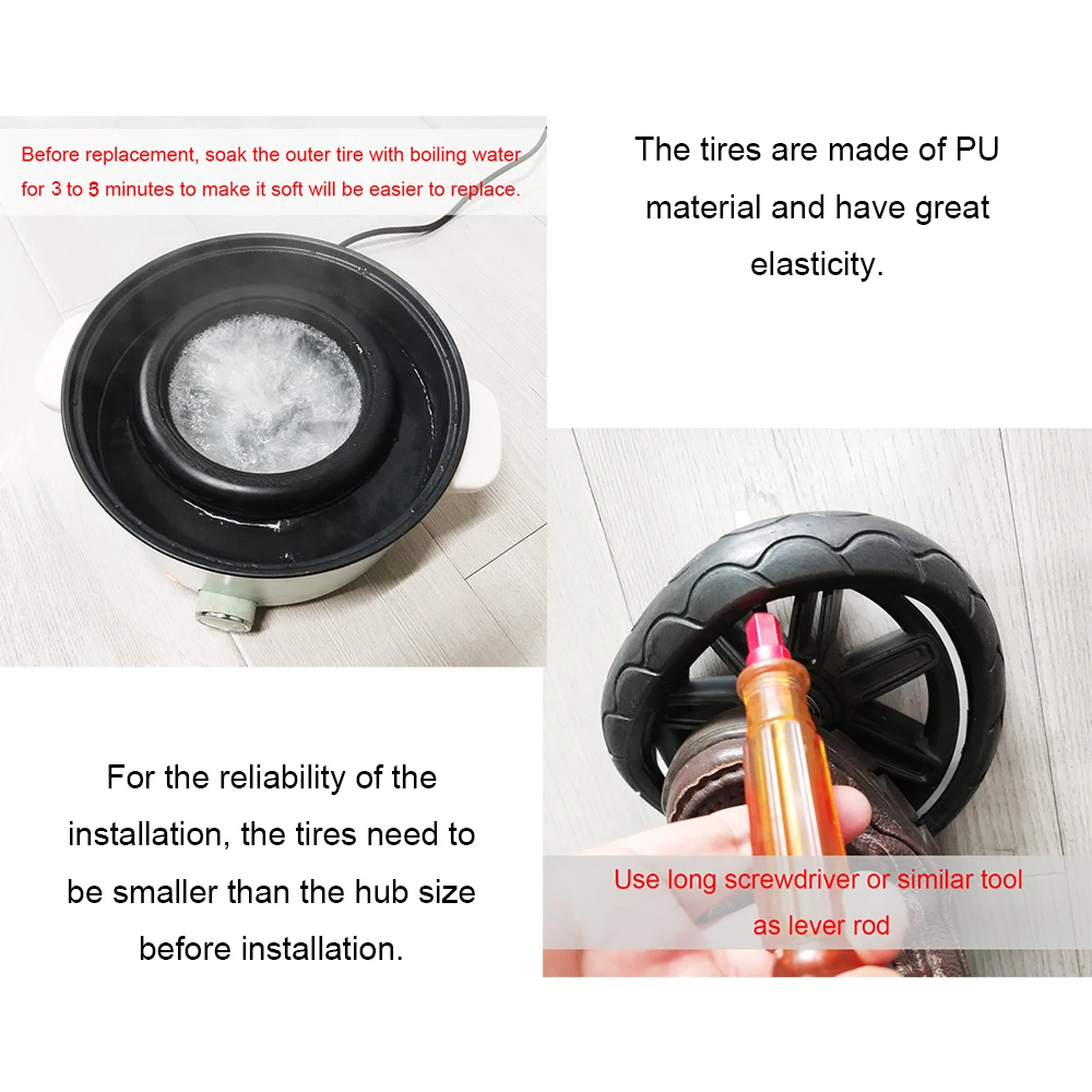 Neumático de rueda para cochecito de tráfico Be Cool Slide, cubierta de neumático personalizada sin cámara de PU delantera o trasera, accesorios de repuesto para cochecito de bebé