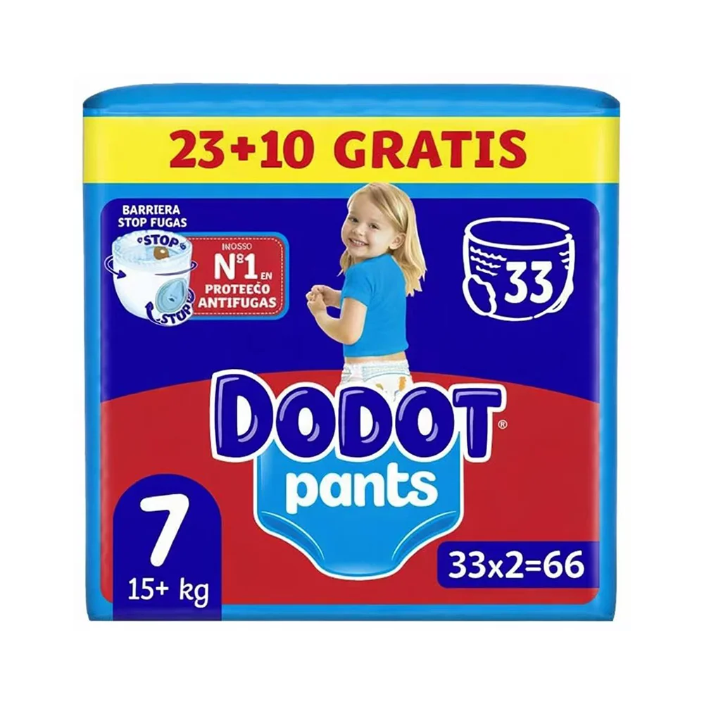 Dodot Bebé Pants Pañales, Talla 7,+15 kg, 66 Pañales, Pañal-Braguita con Ajuste 360° Anti-Fugas