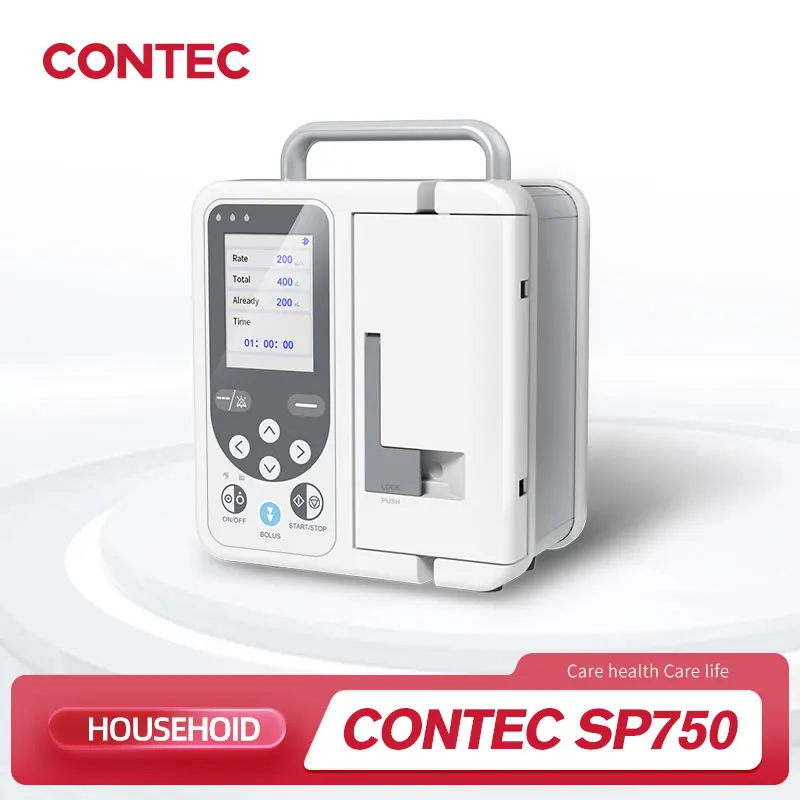 CONTEC SP750 Bomba de infusión alarma en tiempo real Pantalla LCD grande Bomba de jeringa de fluido volumétrico IV (uso humano o veterinario)