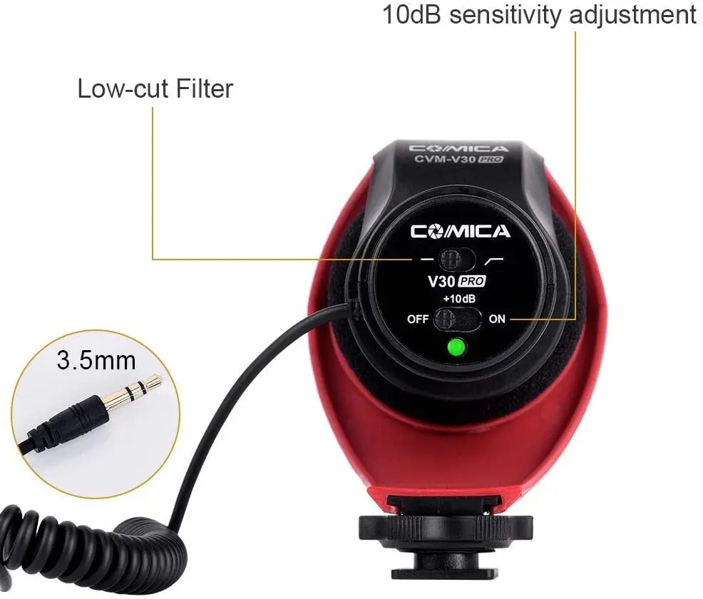Micrófono para Cámara COMICA CVM-V30 PRO, Micrófono de Condensador Supercardioide para Cámaras DSLR Canon, Nikon, Sony, Panasonic