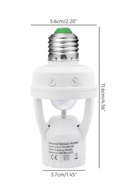 Sensor de presencia con fotocélula para lámpara de enchufe E27
