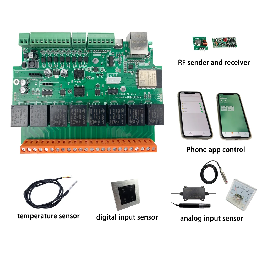 KC868-A8 relé Ethernet ESP32, placa de desarrollo, interruptor Wifi, Tasmota, asistente para el hogar, bricolaje