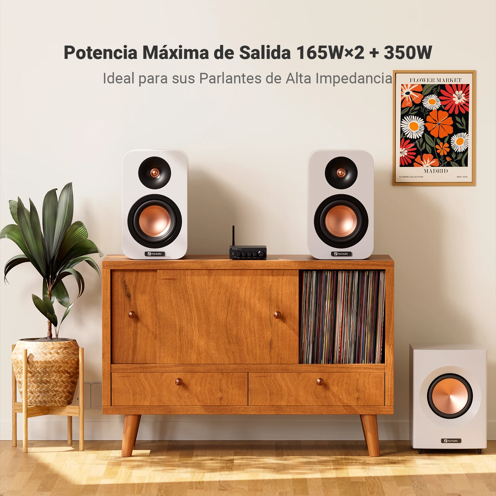 Fosi Audio Bluetooth amplificador de potencia de sonido 2,1 canales Amp Audio Reciver para altavoz Subwoofer 165Wx2 + 350W BT30D PRO