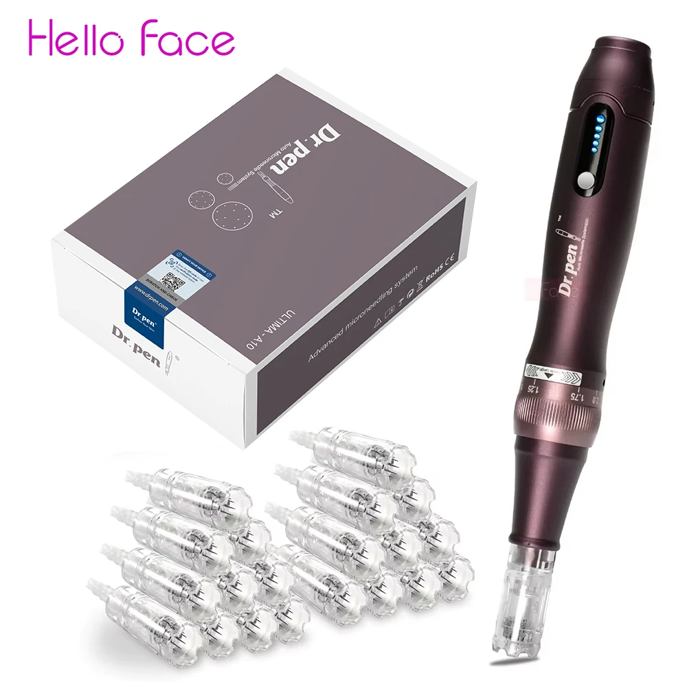 Dr pen Ultima A10 con 12 cartuchos - Kit inalámbrico de cuidado de la piel con microagujas - Tratamientos profesionales de belleza con máquina de belleza.