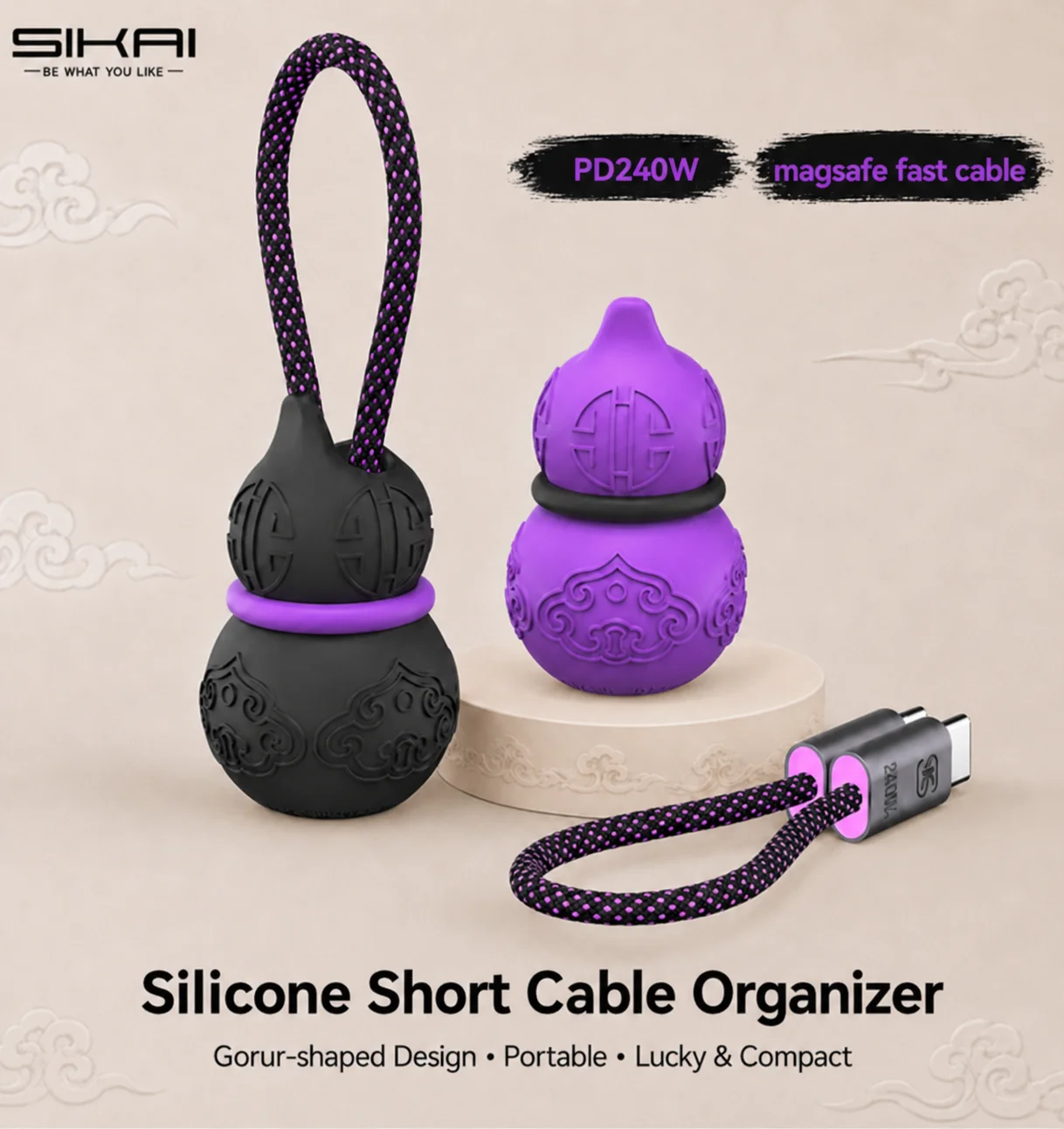 Cable Magnético Corto de 240W y 0.16m con Organizador de Cables, Carga Rápida y Transferencia de Datos para Xiaomi/UGREEN/HUAWEI/Baterías Externas