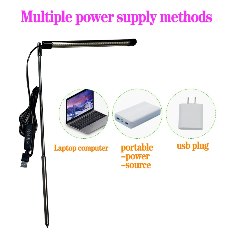 Lámpara LED de Cultivo para Plantas de Interior, Espectro Completo, Regulable, con Temporizador, para Plántulas, Vegetales y Flores, Altura Ajustable