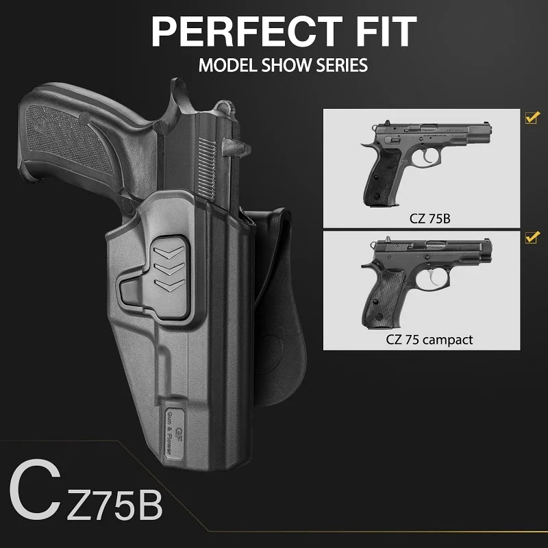 Funda OWB para pistola CZ 75B 75 Campact, CZ P10C, CZ P09, funda de polímero de liberación de índice táctico con paleta, mano derecha, bolsas para pistola