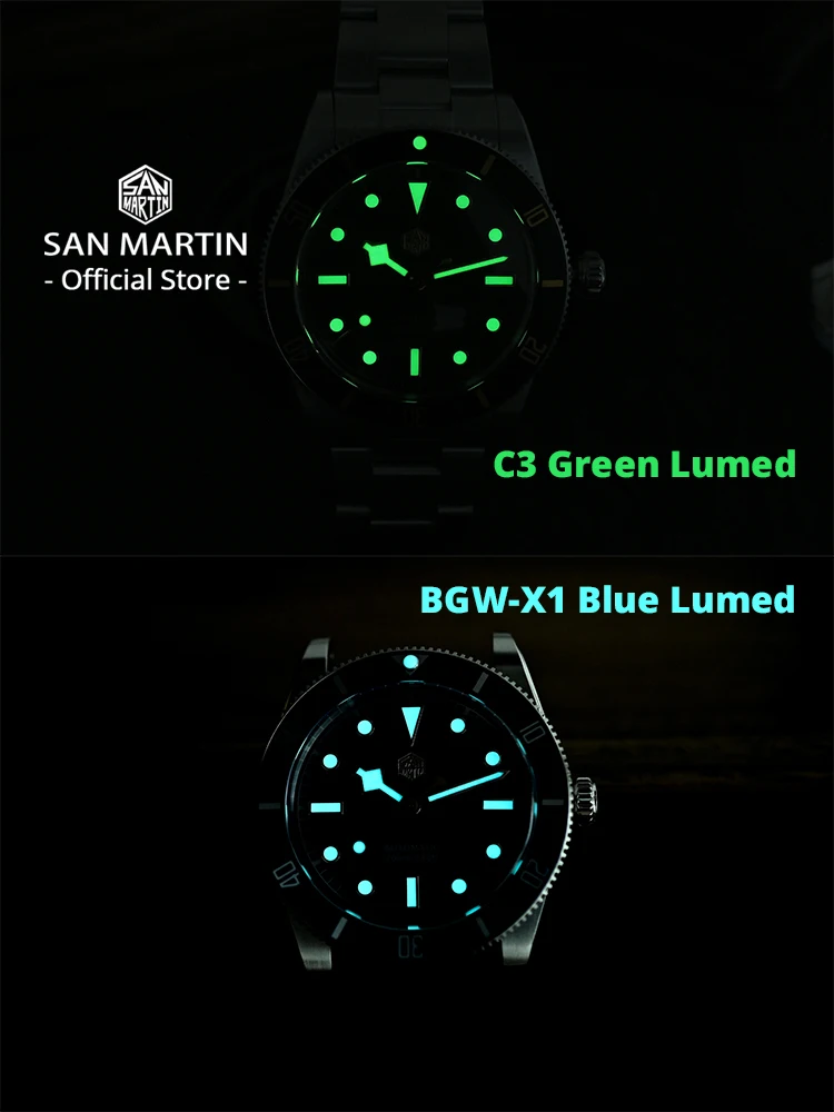 Reloj de Buceo San Martin Nuevo y Mejorado de 37 mm BB54 Vintage para Hombre, ST2130 Automático Mecánico, Zafiro Luminoso, Resistente al Agua 200 m SN0138