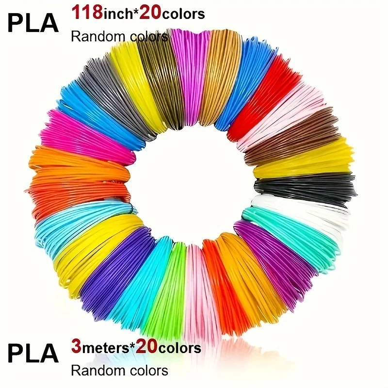 Juego de 20 Lápices de Impresión 3D de Colores, Lápiz de Impresión 3D para Manualidades, Filamento PLA para Graffiti, Dibujo Artístico y Diseño Hecho a Mano
