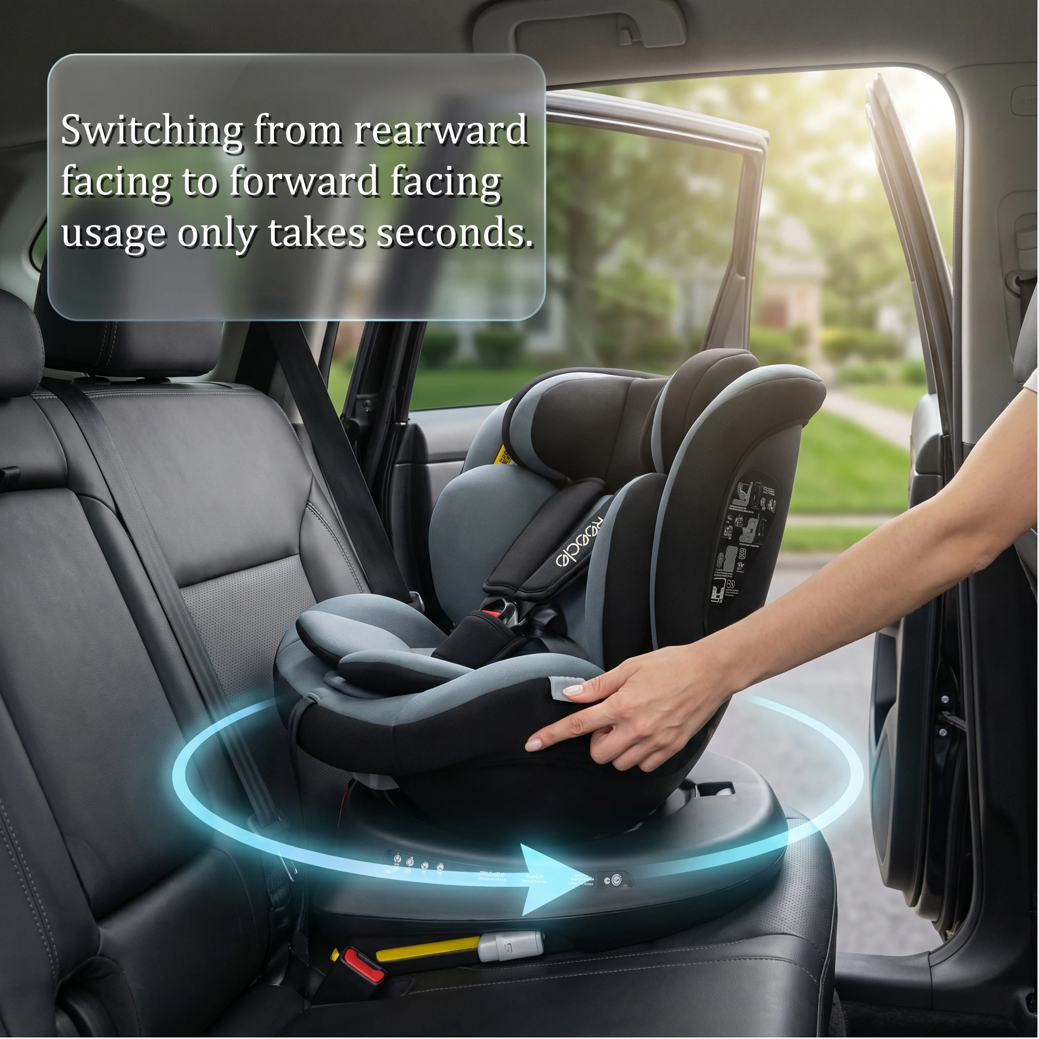 Silla de Auto para Bebé Reecle I-Size 360 Giratoria, 40-150 cm (0-12 Años), Compatible con ISOFIX