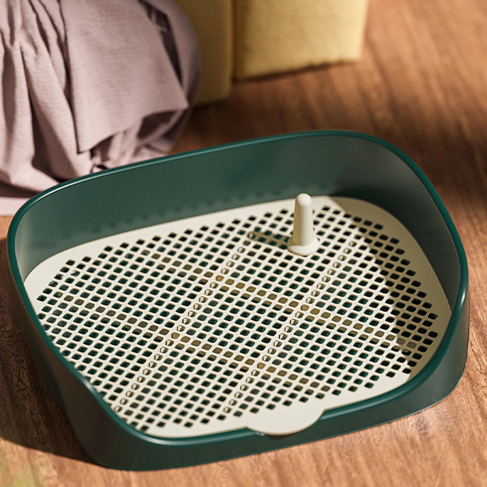 Inodoro para perros y gatos, portátil, para interiores y exteriores, con protección, soporte para almohadilla de entrenamiento de pared, lavabo, caja de arena, entrenador Corne