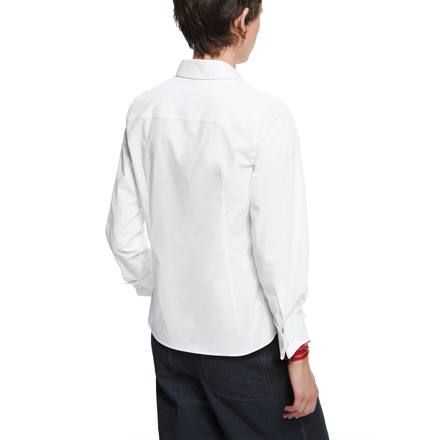 Ropa de Mujer CH - Camisa Blanca con Botones para Mujer, Logotipo CHHC Bordado, Manga Larga, Blusa Informal y Formal para Oficina