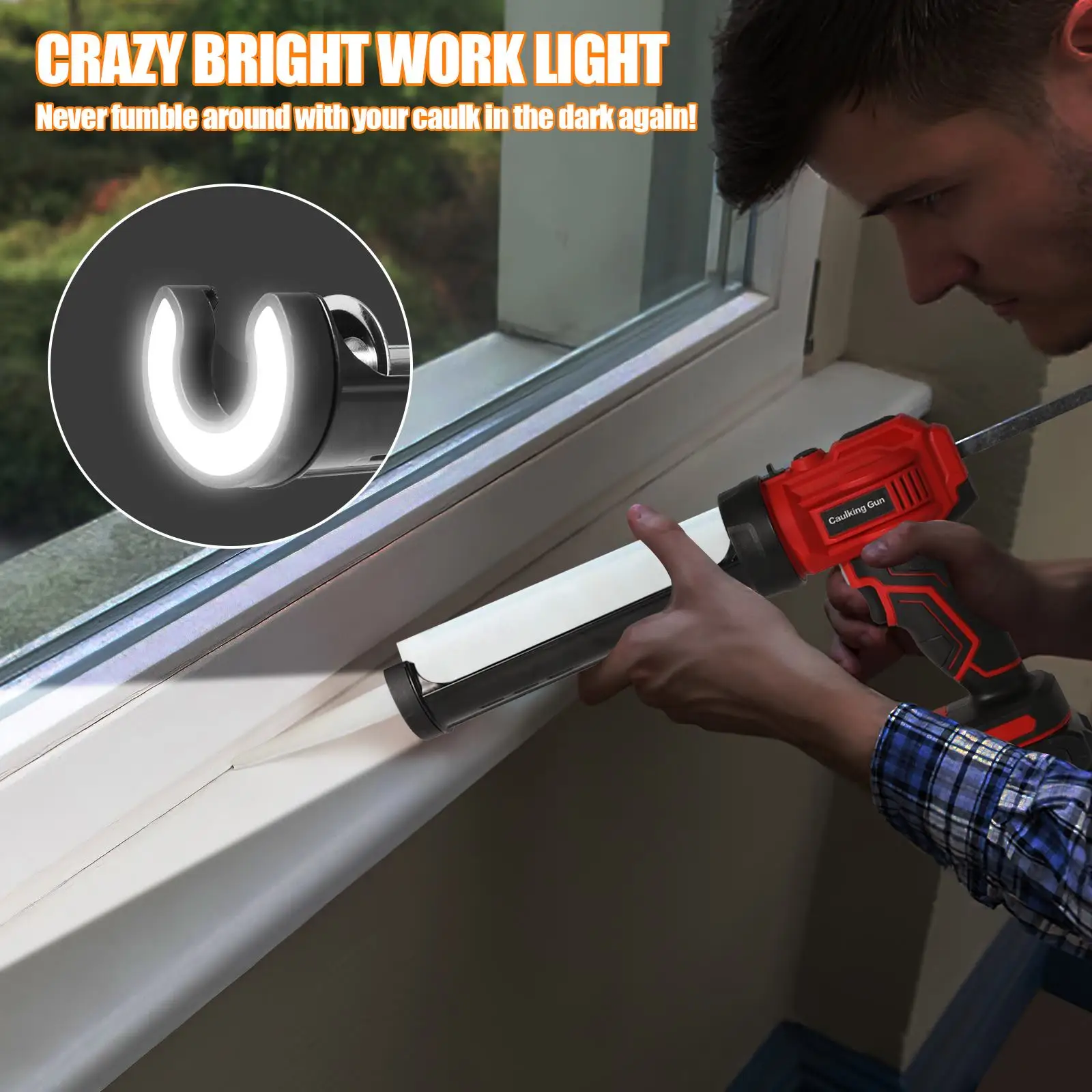 Pistola de calafateo inalámbrica de 18V/20V, 4 velocidades variables, reverso automático, antigoteo, luz de trabajo LED de 450LM, compatible con Makita BL1815 BL1860, pistola selladora de 300ml/10oz para sellado de ventanas y paredes