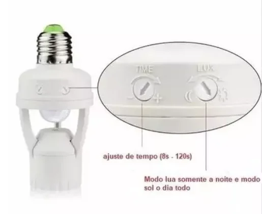Sensor de presencia con fotocélula para lámpara de enchufe E27