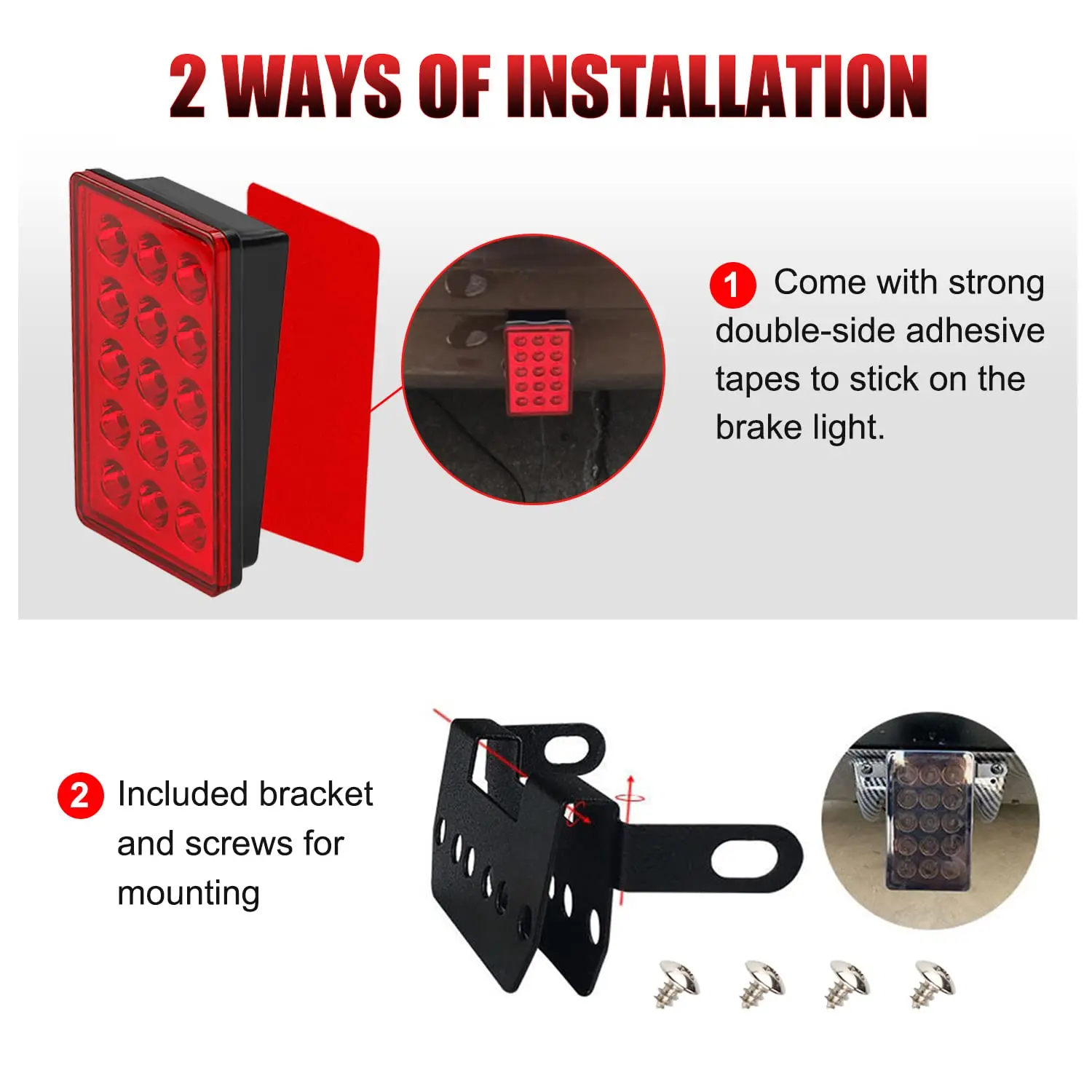 Luces piloto de freno Led estilo F1, luces traseras de 12V y 15led, luces de señal de seguridad de parada inversa de advertencia de Flash automático para coche, SUV y Moto