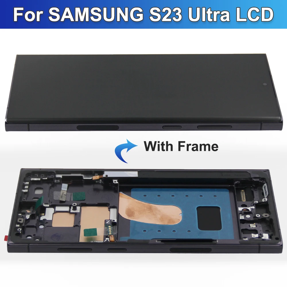 Pantalla AMOLED de 6,78 pulgadas para Samsung S23 Ultra LCD montaje de digitalizador con pantalla táctil para S23 Ultra S918 S918B S918U pantalla con marco