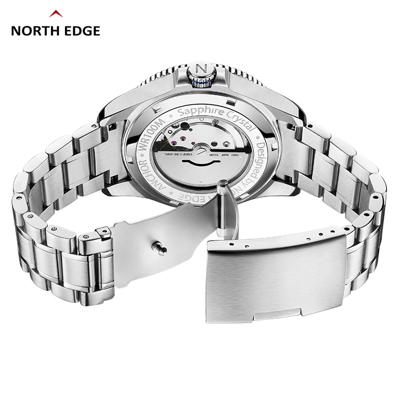 NORTH EDGE ANCHOR 42MM reloj de pulsera mecánico para hombre cristal de zafiro de lujo MIYOTA 8215 relojes automáticos 10bar reloj impermeable para hombre
