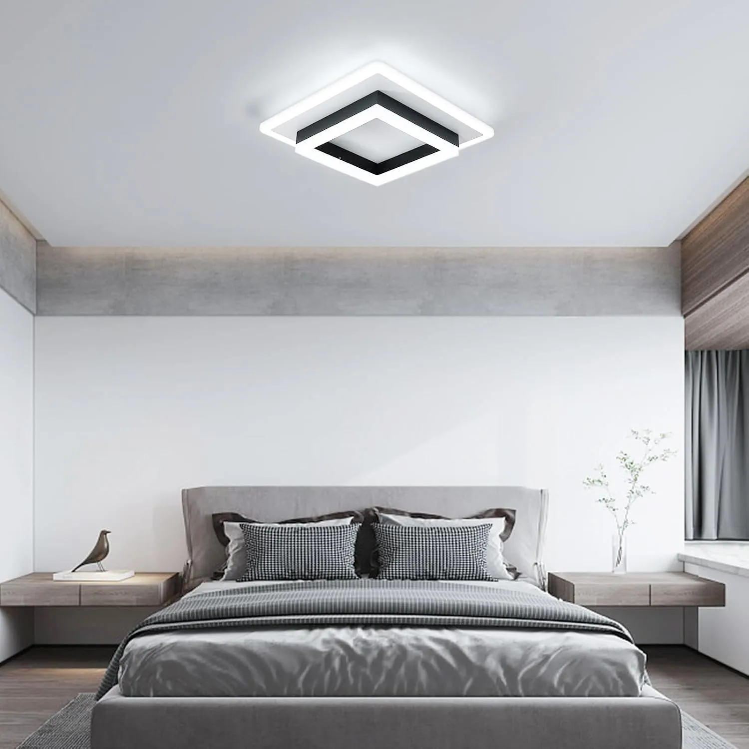 Lámpara de techo LED moderna de acrílico cuadrado, luces de techo LED blancas de 6500K para dormitorio, oficina, cocina, sala de estar
