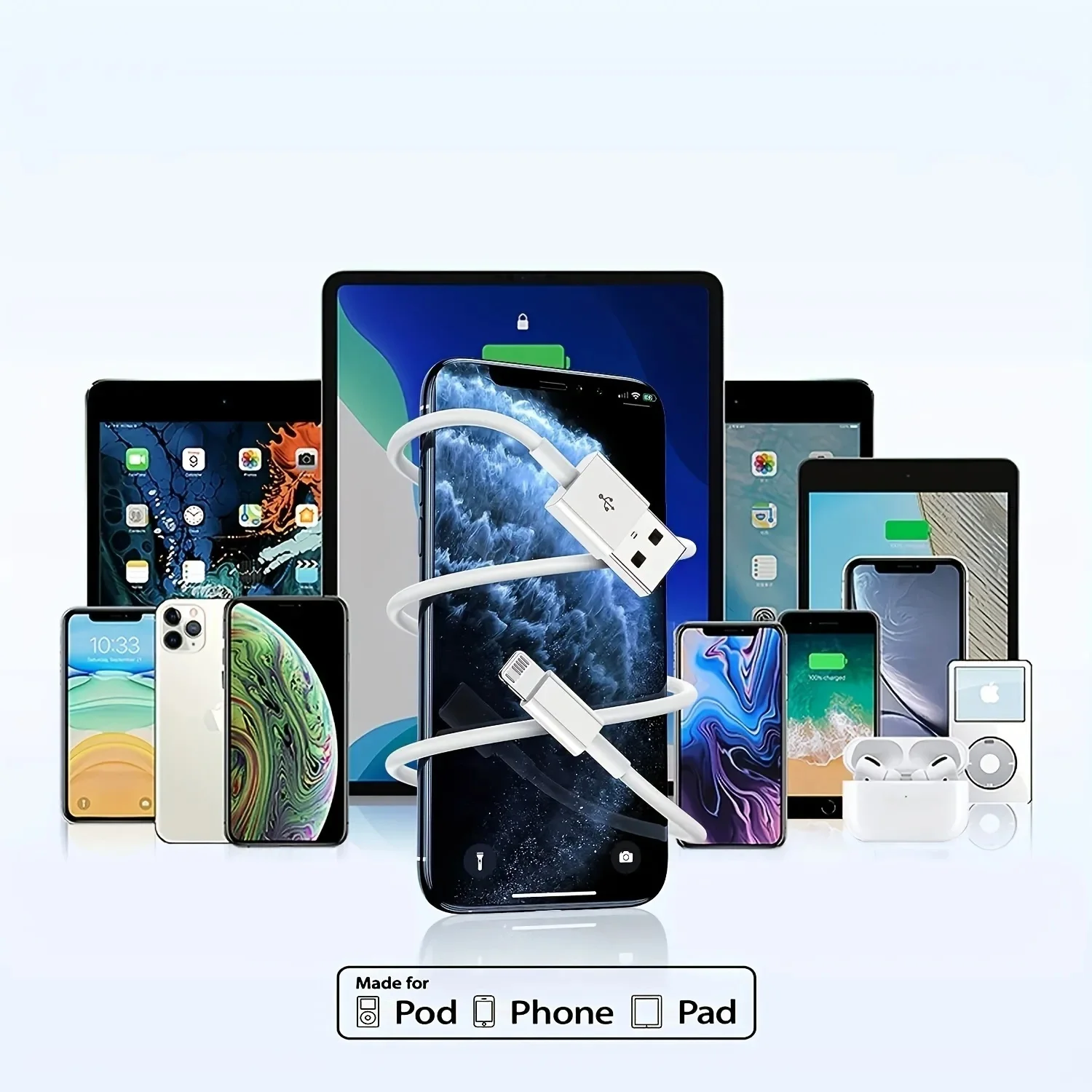Cable de carga rápida de 30W, 1M, 2M, para Apple iPhone 14, 13, 12, 11 Pro Max, Mini Cable USB C, X, XR, XS, 8, 7, 14 Plus, SE, accesorios para teléfono
