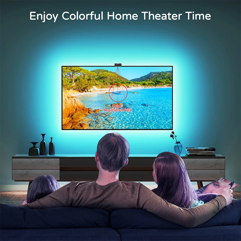 Tira de Luces LED RGBIC para TV con Control por Aplicación, Sincronización Musical, Luces Inteligentes para Sala de Juegos, Iluminación Ambiental de 55-75 Pulgadas