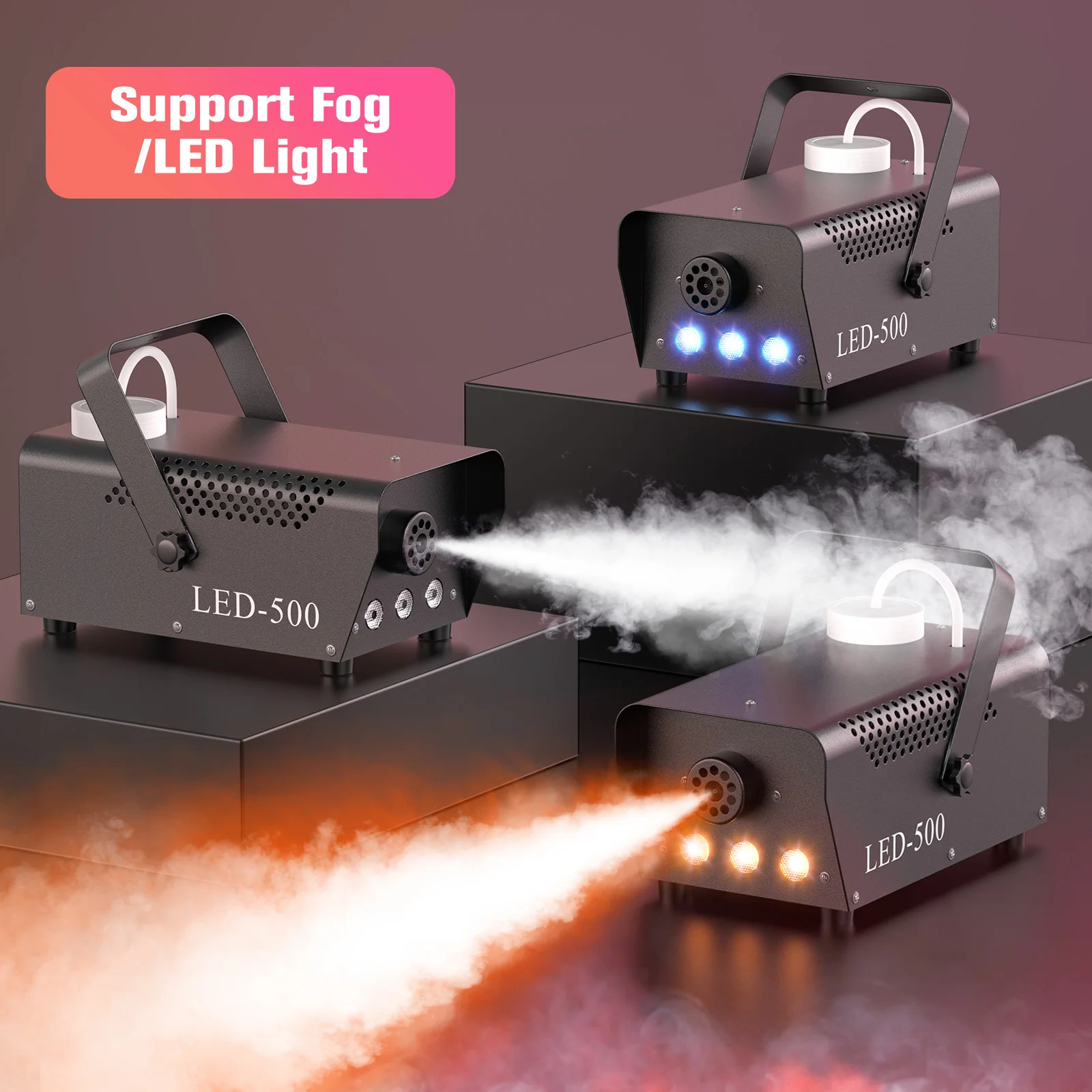 LeLeght-máquina de humo LED RGB de 500W, eyector de nebulizador remoto LED para discoteca, DJ, espectáculo, efectos de luz de escenario de boda, máquina de niebla