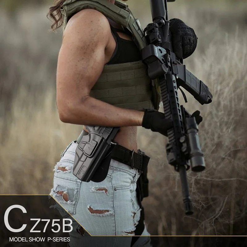 Funda OWB para pistola CZ 75B 75 Campact, CZ P10C, CZ P09, funda de polímero de liberación de índice táctico con paleta, mano derecha, bolsas para pistola
