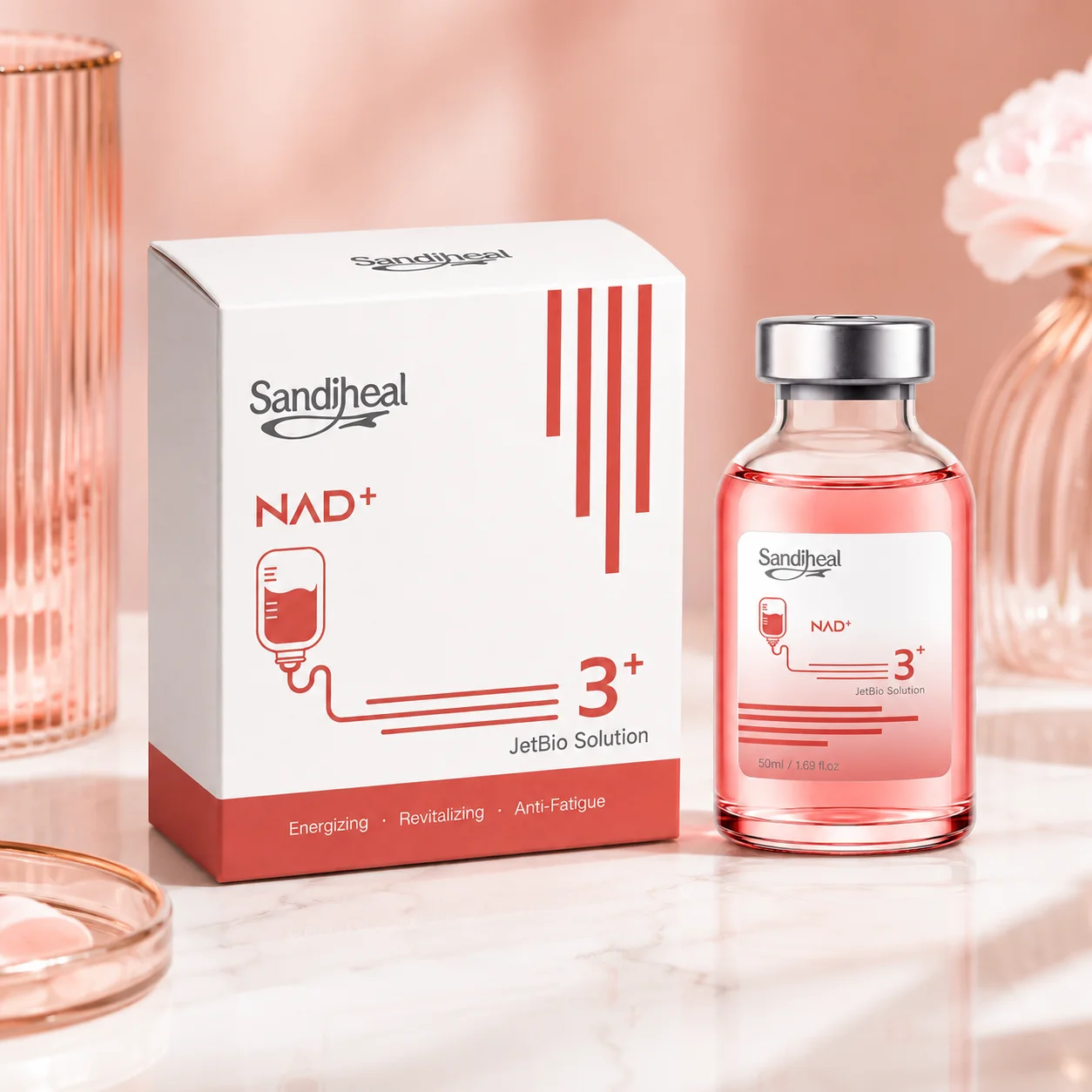 SandiHeal JetBio Series PDRN NAD+ Serum Exome GSH Cuidado Facial Coreano con ADN y Péptidos, Hidratante y Suavizante, Esencia de Belleza para Salón