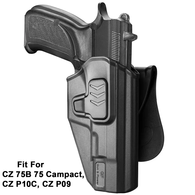 Funda OWB para pistola CZ 75B 75 Campact, CZ P10C, CZ P09, funda de polímero de liberación de índice táctico con paleta, mano derecha, bolsas para pistola