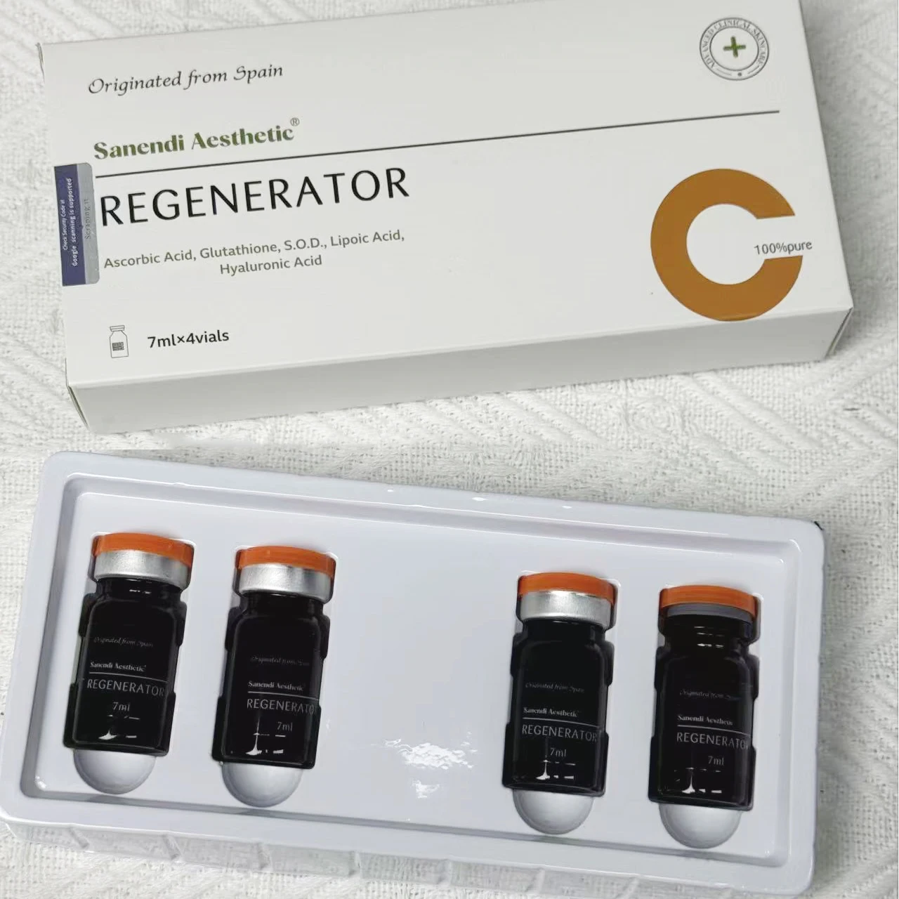 SANENDI - Suero Facial con Vitamina C, Ampolla Hidratante y Aclarante con GSH, Ácido Hialurónico, Glutatión, Antioxidante, para una Piel Suave y Radiante