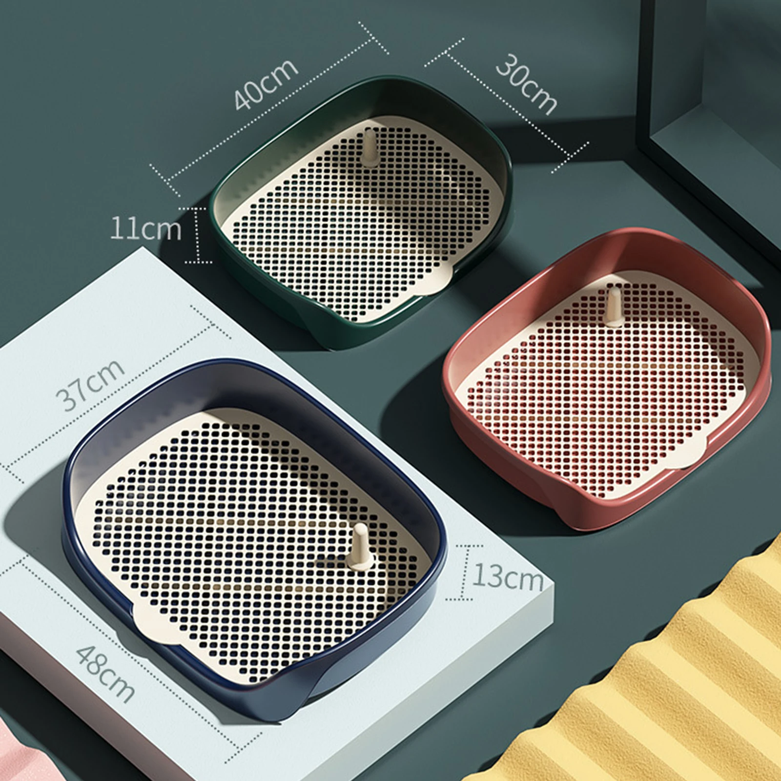 Inodoro para perros y gatos, portátil, para interiores y exteriores, con protección, soporte para almohadilla de entrenamiento de pared, lavabo, caja de arena, entrenador Corne