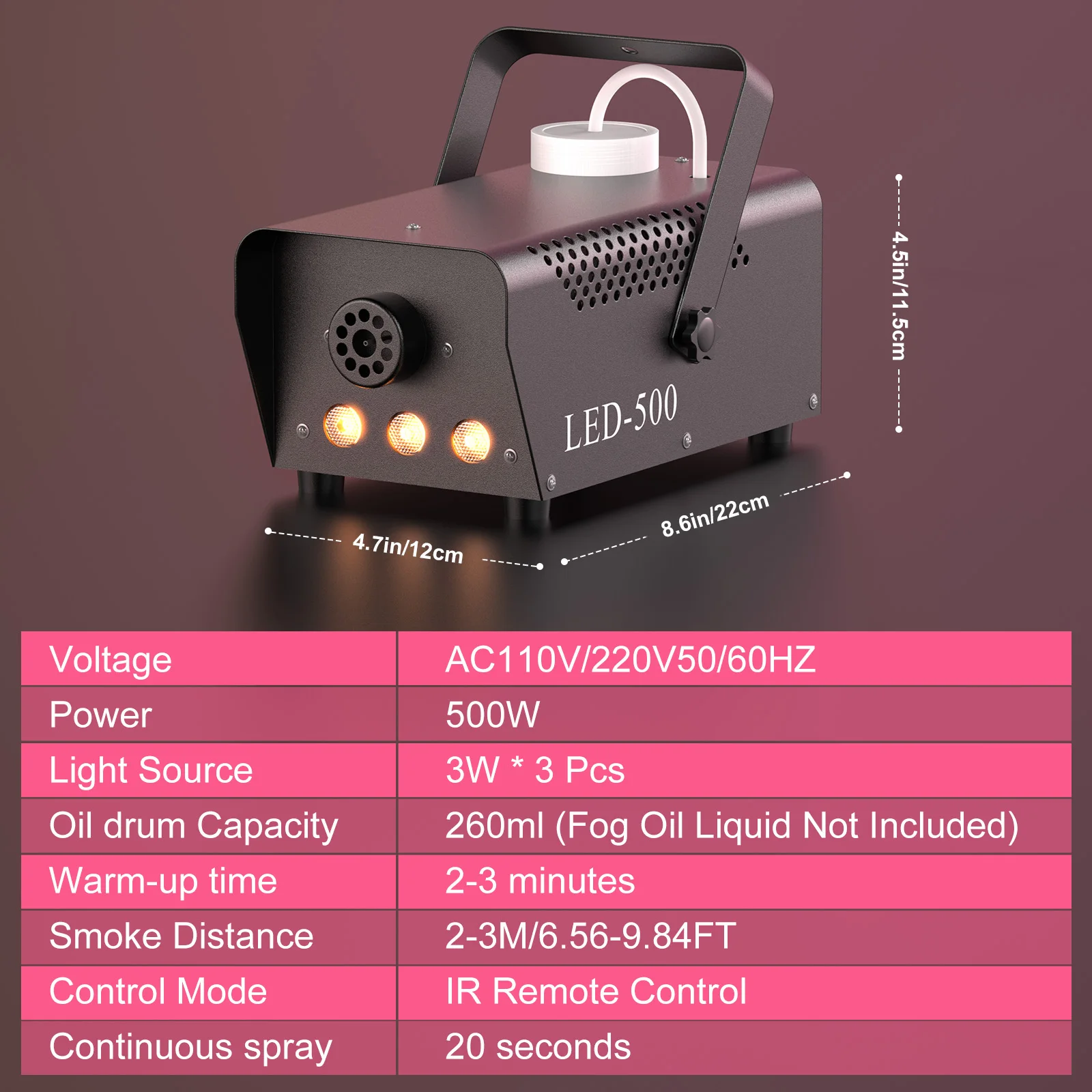 LeLeght-máquina de humo LED RGB de 500W, eyector de nebulizador remoto LED para discoteca, DJ, espectáculo, efectos de luz de escenario de boda, máquina de niebla