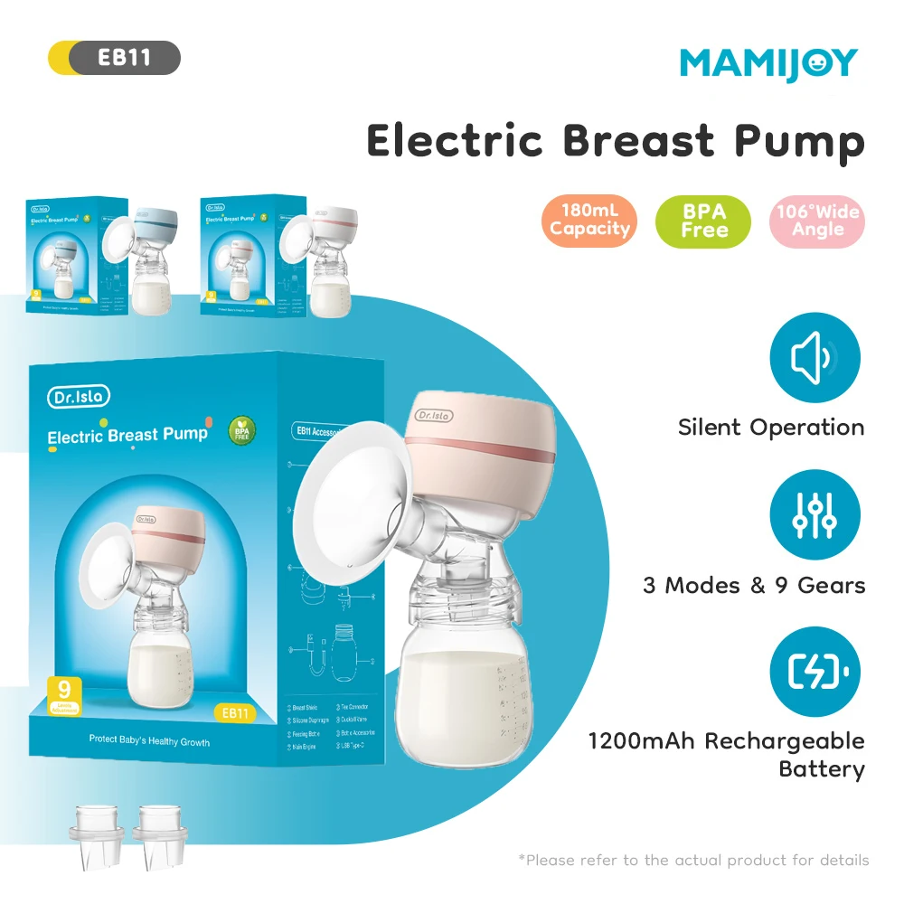 MAMIJOY Extractor de leche eléctrico portátil, extractor de leche inteligente integrado de alta succión, extractor de leche indoloro y silencioso EB11