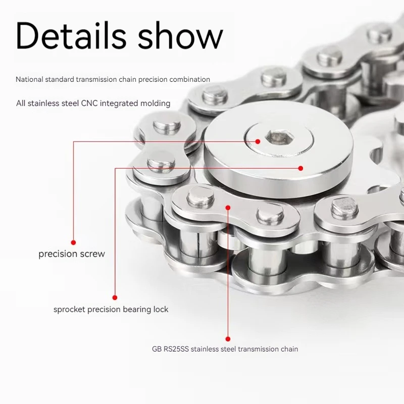Spinner de mano de Metal, engranaje de cadena, Spinner de Metal, juguetes EDC para adultos, herramienta de enfoque para TDAH, juguetes para aliviar el estrés en la oficina