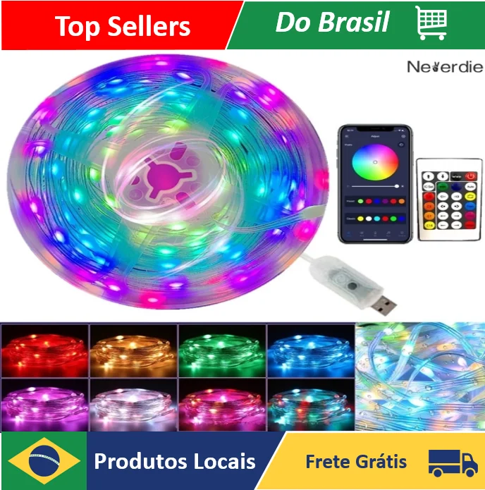 Flashes LED Ribbon RGB 10M con control de voz y aplicación Bluetooth USB Decoración navideña-Neverdie Store